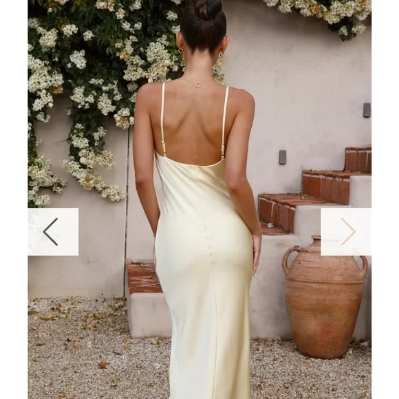 Billy J butter yellow  Maxi Dress with Cowl Neck for Weddings - Picture 2 of 5